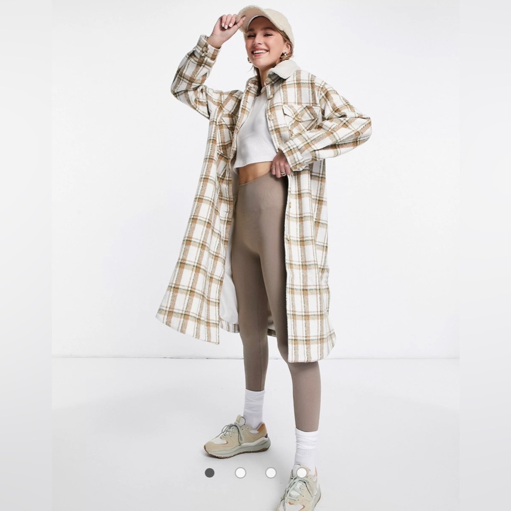 Fashion Union long shacket with sherpa collar